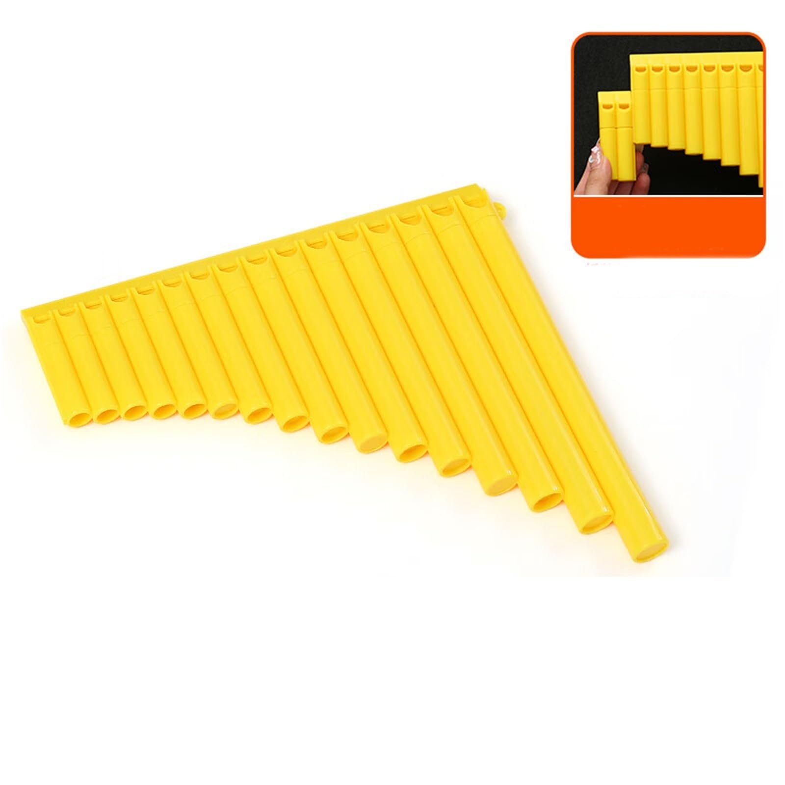 Flauti Pan Professionali Flauto di Pan a 16 pipe per principianti(Yellow)