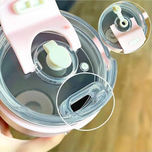 Image of DOCAT 860ML Stainless Steel Tumbler with Straw, Vacuum Insulated Coffee Tumbler, Leakproof Wide Mouth Sipper Bottle with Straw, Hot and Cold Sipper for Gym, Office, Sport, Travel, Home (Purple-01)