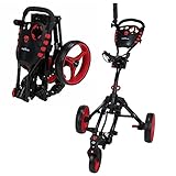 Caddymatic Golf 360 Degree SwivelEase 3 Wheel Folding Golf Cart Black/Red