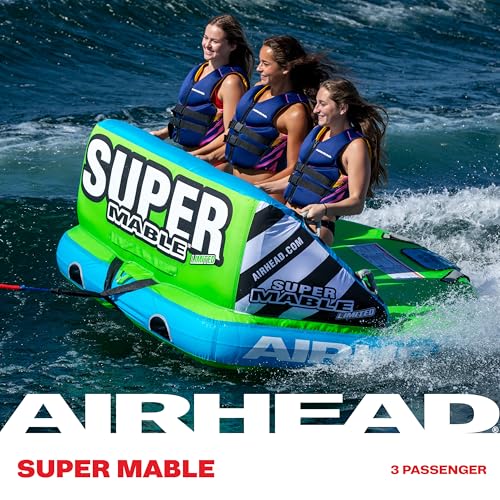 Image of Airhead Mable Towable Tube for Boating, 1-4 Rider Inflatable Boat Tube for Water Tubing, Heavy Duty Full Nylon Cover, EVA Foam Pads, Dual Tow Point, Patented Speed Safety Valve