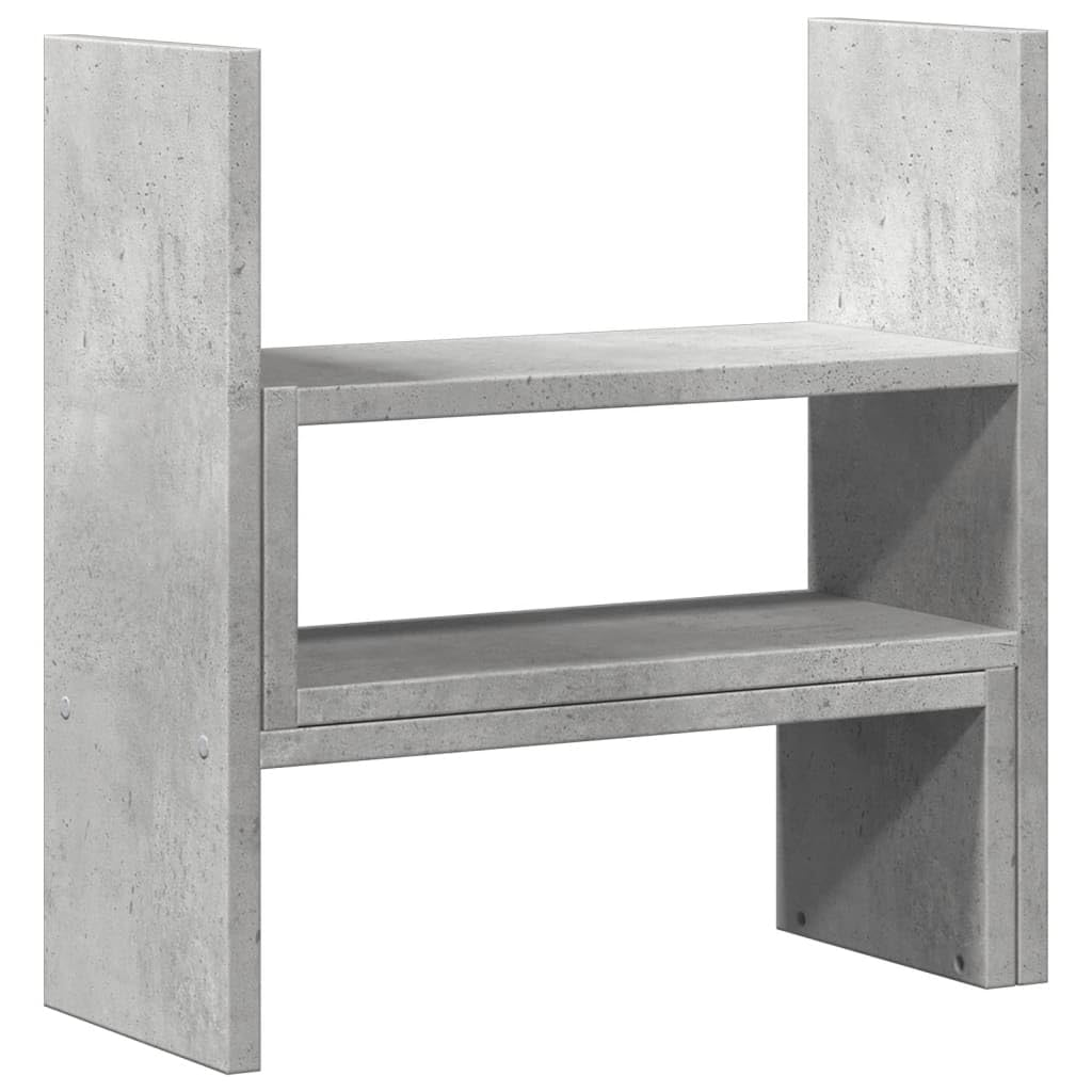 Organizer da scrivania regolabile in legno grigio cemento, 40 x 17 x 41 cm, per ufficio, computer portatile, supporto ergonomico, salvaspazio, stabile, versatile, utilizzabile in casa