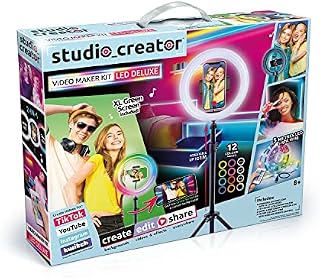 Video Maker Kit LED Deluxe, 5m LED Light Strip, LED Ring Light + Tripod, XL Green Screen, TikTok / Youtube / Influencers. For Ages 8+