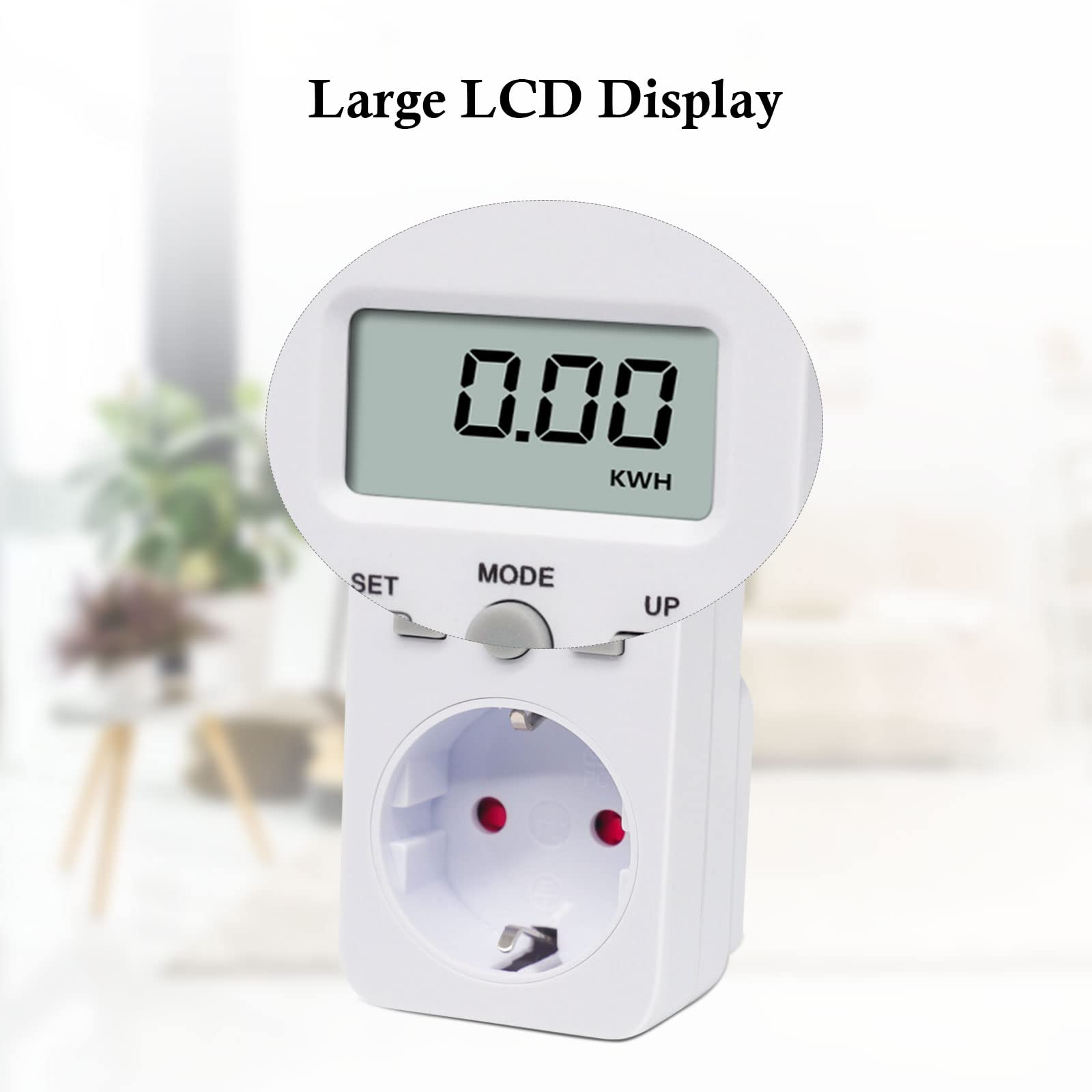 Stopcontact stroommeter, energiekostenmeter, stopcontact met LCD-scherm, maximaal vermogen 3680 W, overbelastingsbeveiliging, stroomverbruikmeter (1 stuk