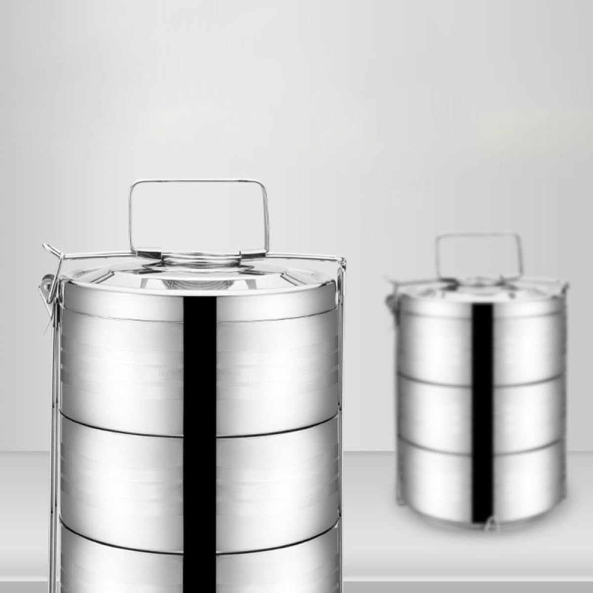 VILLCASE Isolierte Lunchbox aus Edelstahl mit 4 stöckigem Design Korrosionsbeständig und Geschmacksneutral für Schule und Arbeit Silberfarbener Lebensmittelbehälter