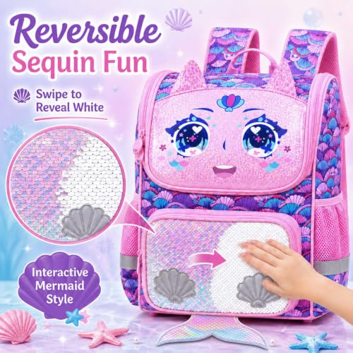 Image of KLFVB 3PCS Backpack for Girls and Boys, 15 inch Unicorn Dinosaur Bookbag with Lunch Box, Kids Preschool School bag