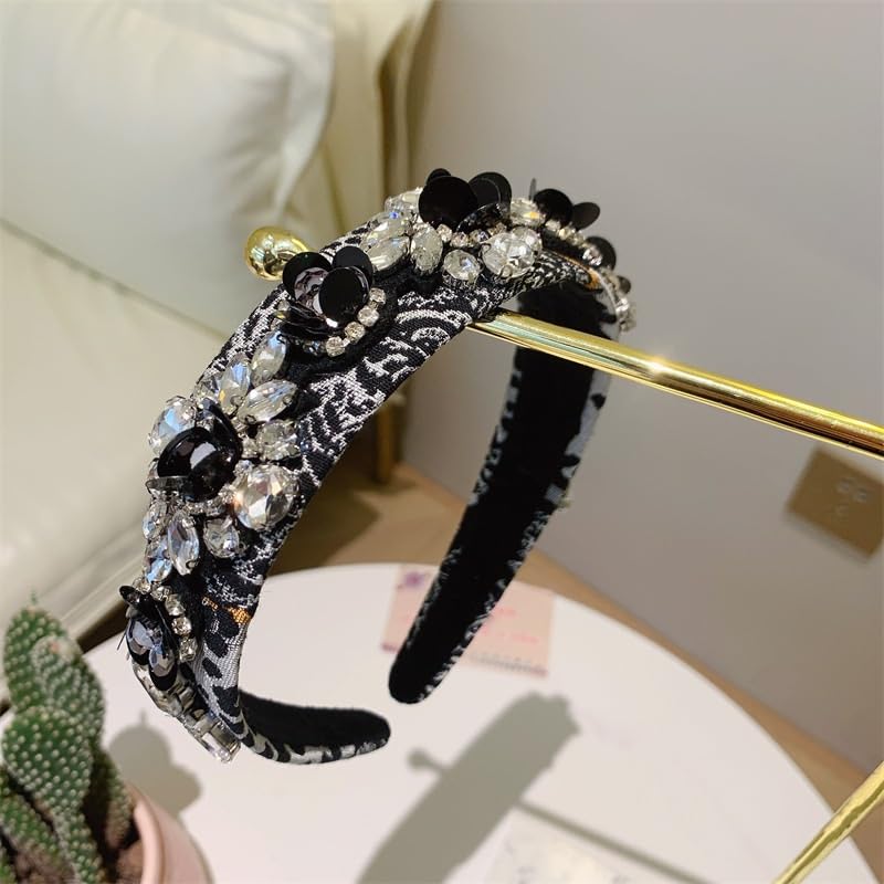 Cerchietto Per Capelli Donna Fascia for capelli con stampa leopardata grigia Fascia for capelli con strass stereoscopico in chambray personalizzata per Donna Ragazza Accessori di Capelli