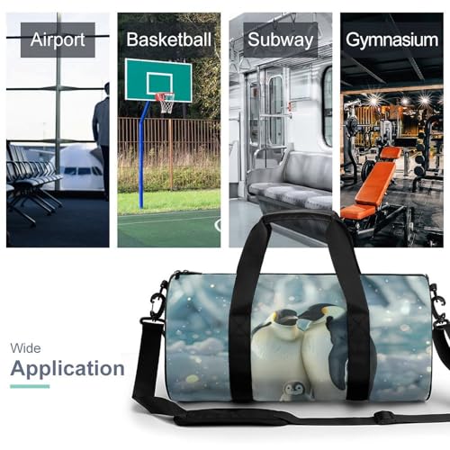 Penguin Family Gym Bag Lightweight Carry On Duffel Bag Athletic Sports Travel Bag Weekender Bag for Men Women3