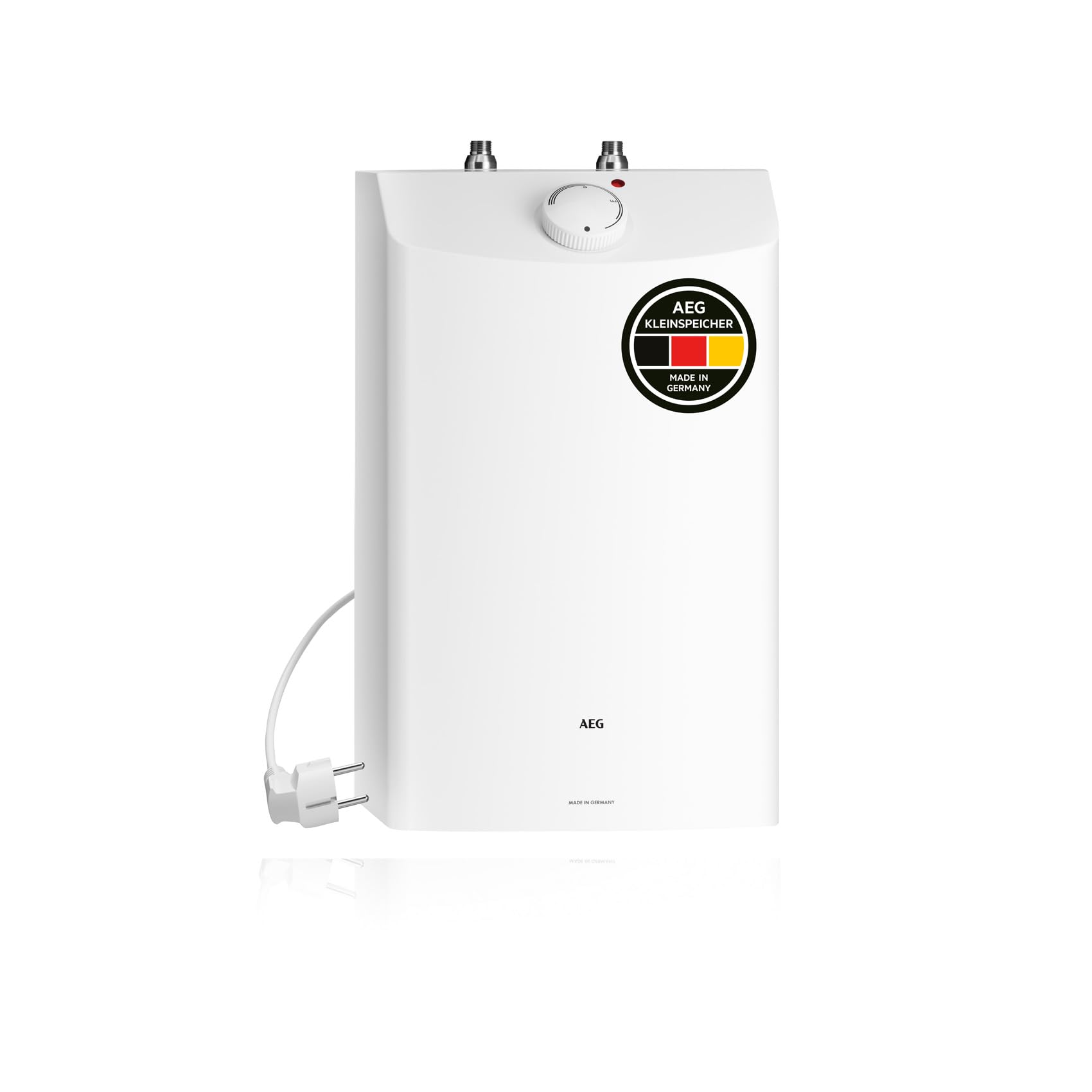 AEG druckfester Kleinspeicher DKU 10 Liter, 2 kW, für Zwei Zapfstellen, Steckerfertig, Untertisch, stufenlose Temperaturwahl von circa" 35-82 °C, 229481