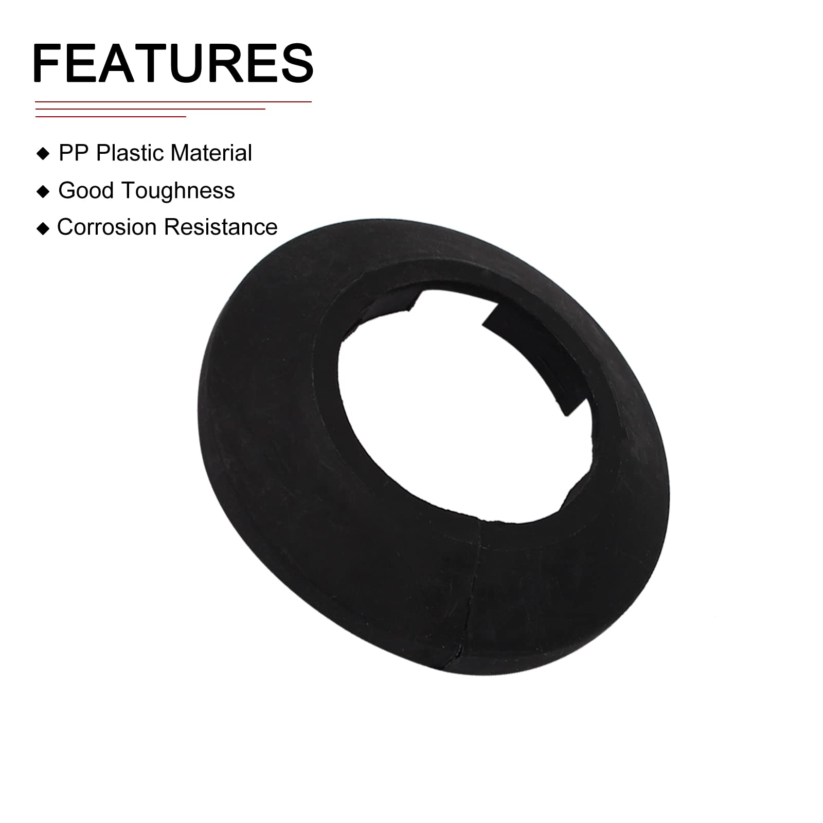 DTGN 60x13mm(DxT) Pipe Cover Decoration - 4Pack - Good for Bathroom Kitchen 32mm Dia Pipe - PP Plastic Escutcheon - Black - Image 3