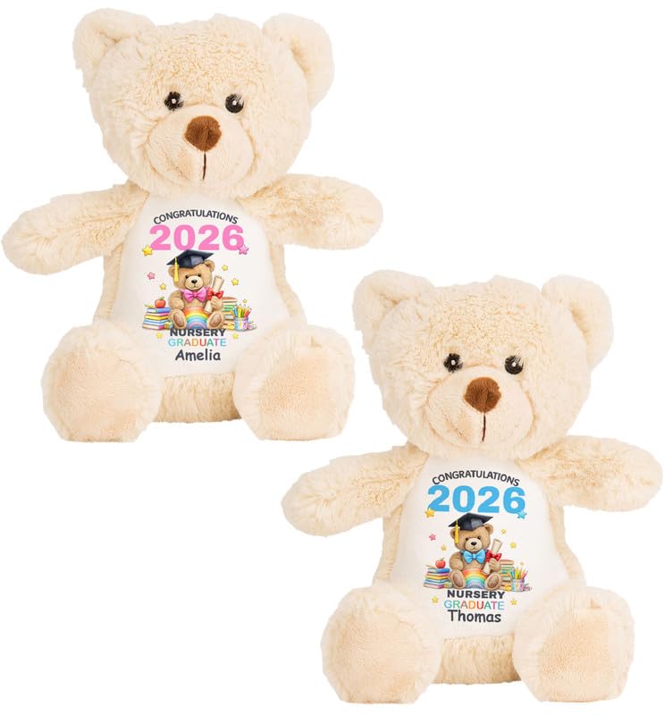 Hoolaroo Personalised Nursery Graduation Teddy Bear Gift – Unique Leaver 2026 Graduate Keepsake for Boy or Girl – Custom Embroidered Soft Plush Toy – Ideal Nursery Leavers Graduation Present