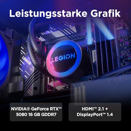 Lenovo Legion Tower T7i Gaming AI Desktop-PC | NVIDIA GeForce RTX 5080 16GB GDDR7 | Intel Core Ultra 9 285K | 64GB RAM | 2TB SSD | Win11 | Storm Grau | 34L | 2 Jahre Premium Care | 3 Monate GamePass