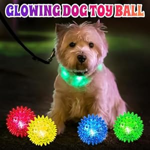 Light Up Squeaky Dog Balls: Led Dog Balls for Aggressive Chewers Puppy Chew Toys for Teething – Spikey Dog Balls for Small, Medium, Large dogs