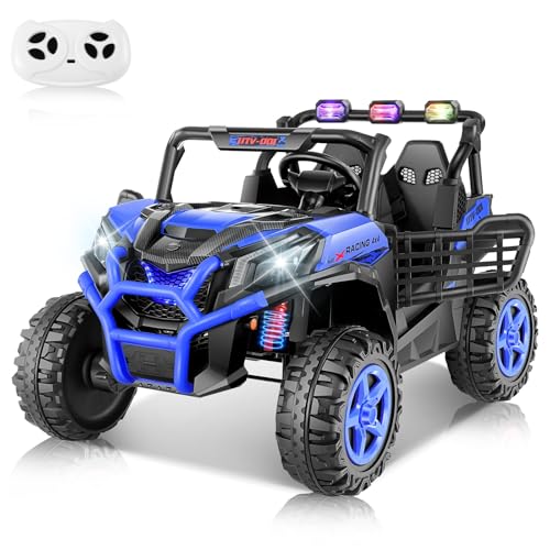 Hikole 24V Ride on Toys for Big Kids, 2 Seater Electric Monster Truck UTV with Remote Control, 4WD/Spring Suspension/3 S - Detailed View