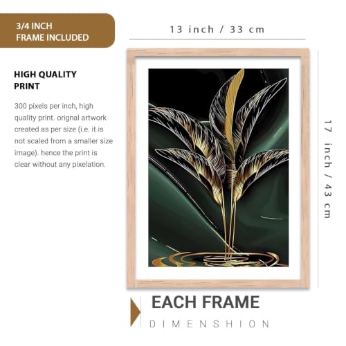 Image of kotart Decorative Nature inspired Wall Art Home Decor Painting | Aesthetic Poster With Frame For Living Room Bed Room Hotel Wall Decor Digital Reprint Set of 3 (13X17 inch)