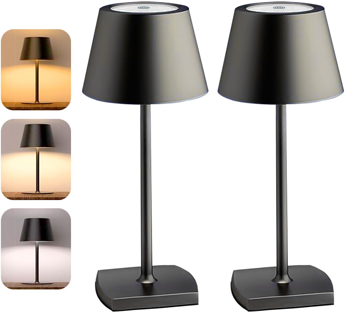 ChenFec 2 Stück LED Tischlampe Kabellos Akku Aufladbar, LED Tischleuchte Kabellos USB Akku Kabellose Lampe Flaschenlicht