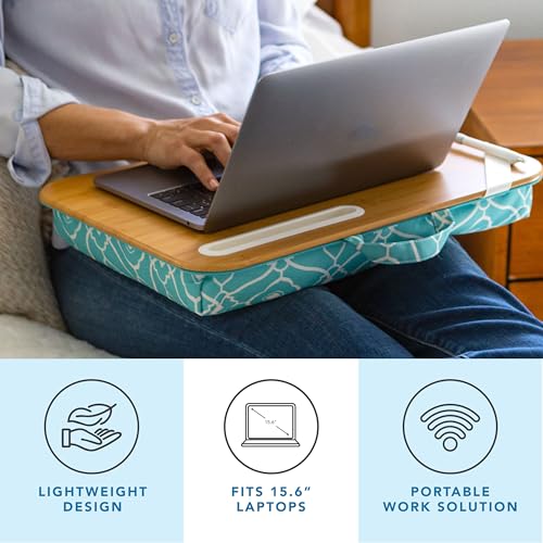 Image of LAPGEAR Designer Lap Desk - Aqua Trellis, 2-Pack with Storage Basket