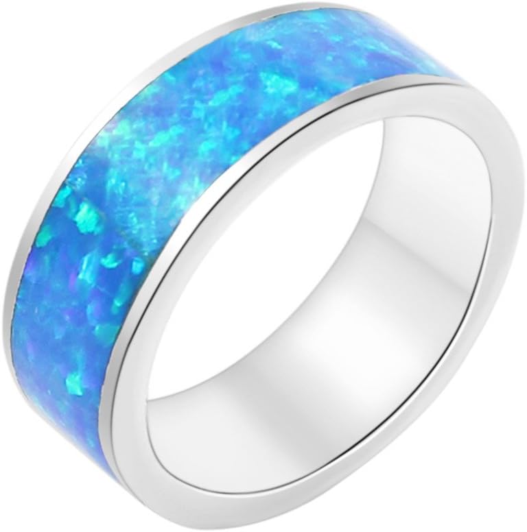 Choose Your Color Birthstone Ring Silver Fire Rainbow Opal Size 8