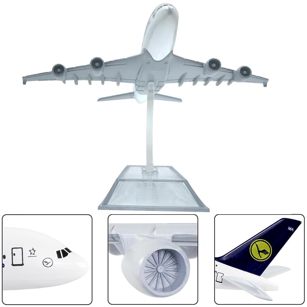 YGCHEN Avion A380 Lufthansa en Alliage - Modèle d'Avion en Métal Échelle 1/400 Diecast Avec Support - Miniature Collection Jouet Modélisme
