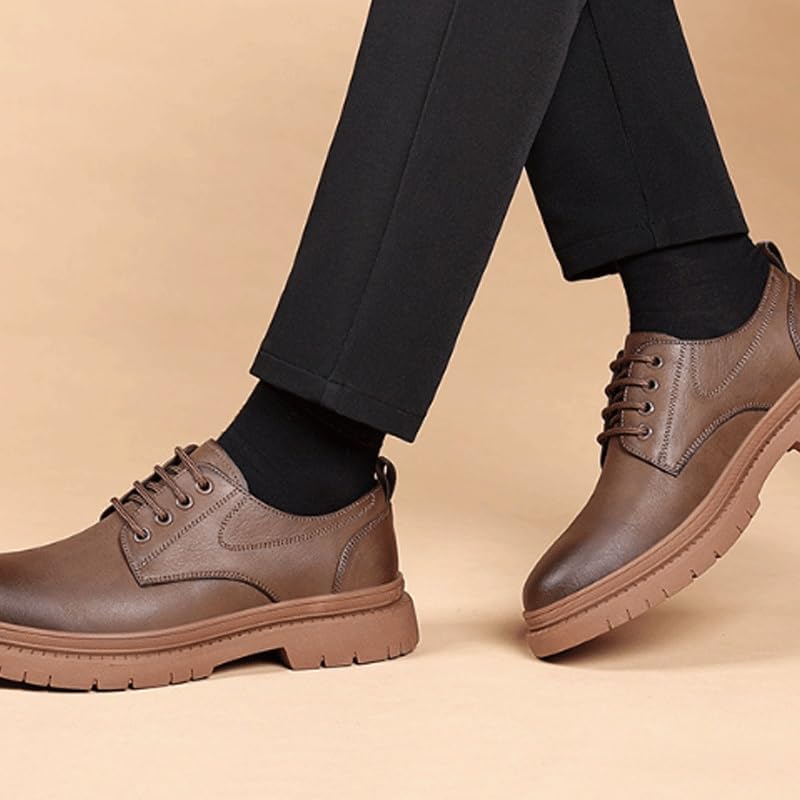 Men's Formal Business Leather Oxfords Mens Retro Comfortable Business Height Increasing Non-Slip Softsole Walking Derby Shoes2