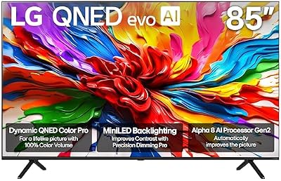 LG 85-Inch Class QNED evo AI QNED92A Series Mini LED 4K Smart TV w/Dolby Atmos, Dolby Vision, HDR10, AI Super Upscaling 4K, Filmmaker Mode, Wow Orchestra, Alexa Built-in (85QNED92AUA, 2025)