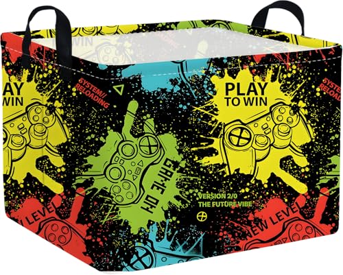 Image of Rectangular Kids Storage Basket,Game Basket for Boys Kids,Waterproof foldable storage baskets,Game Bin,Gift Baskets,Boys Room Decor(Games)