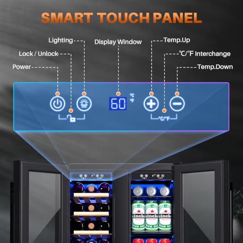 Image of ICEPURE 24 Inch Wine and Beverage Refrigerator,Hold 19 Bottles and 58 Cans