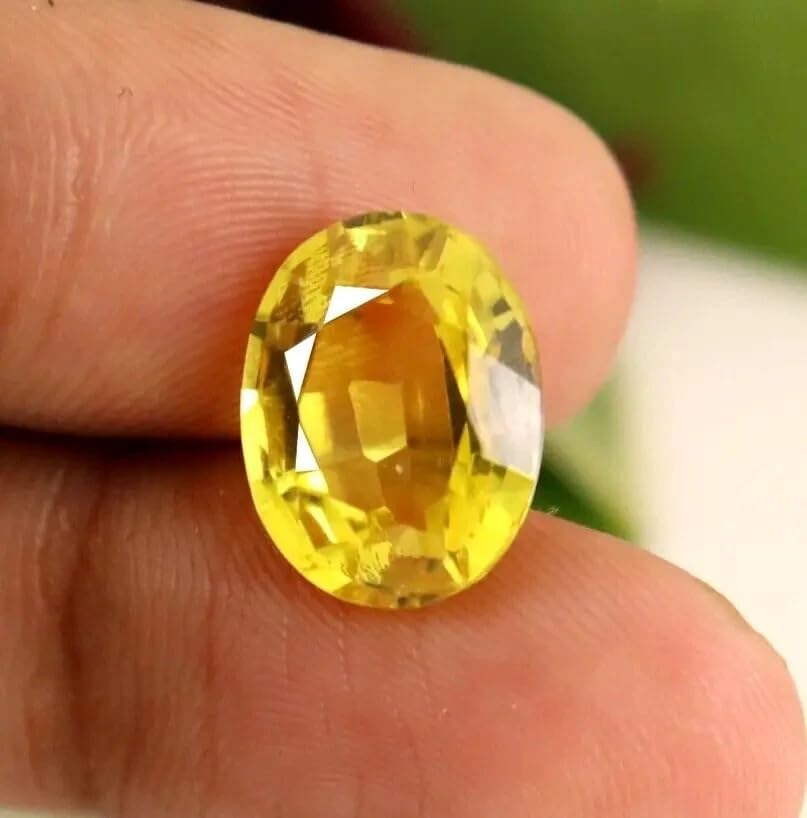 9 Ct Natural Yellow Sapphire – AAA+ Grade Oval Cut GGI Certified Loose Gemstone | Premium Pukhraj Stone for Ring, Pendant & Vedic Astrology