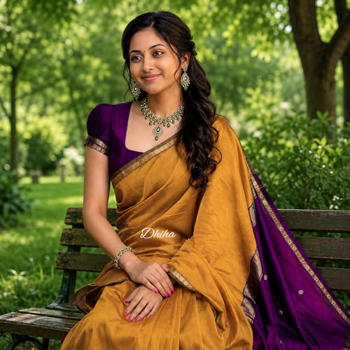 Image of Original Maheswari Cotton Silk Saree for Women | Kanjivaram Pure Silk Cotton Sari with Blouse | Zari Work | Tassels | Handloom Weave