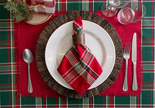 DII Weihnachtstuch-Servietten-Set für Küche und Tisch, quadratisch, Tango-Rot, kariert, 6 Stück – Ansicht 6