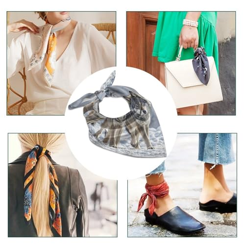 Pack of Wolves Silk Scarf Fashion Satin Head Scarf Lightweight Head Scarves for Neck Silk Scarves for Women Men Boho Hair Wrap Sleeping Kerchief Bandanas Pocket Square 18" X 18"4