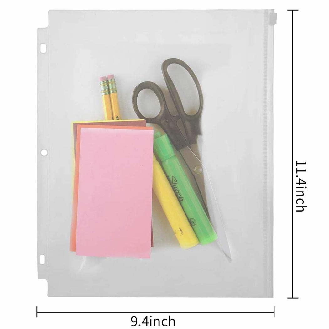 YoeeJob 3 fori in PVC trasparente con cerniera per raccoglitore, pagine formato lettera, 20,3 x 27,9 cm, 50 per confezione