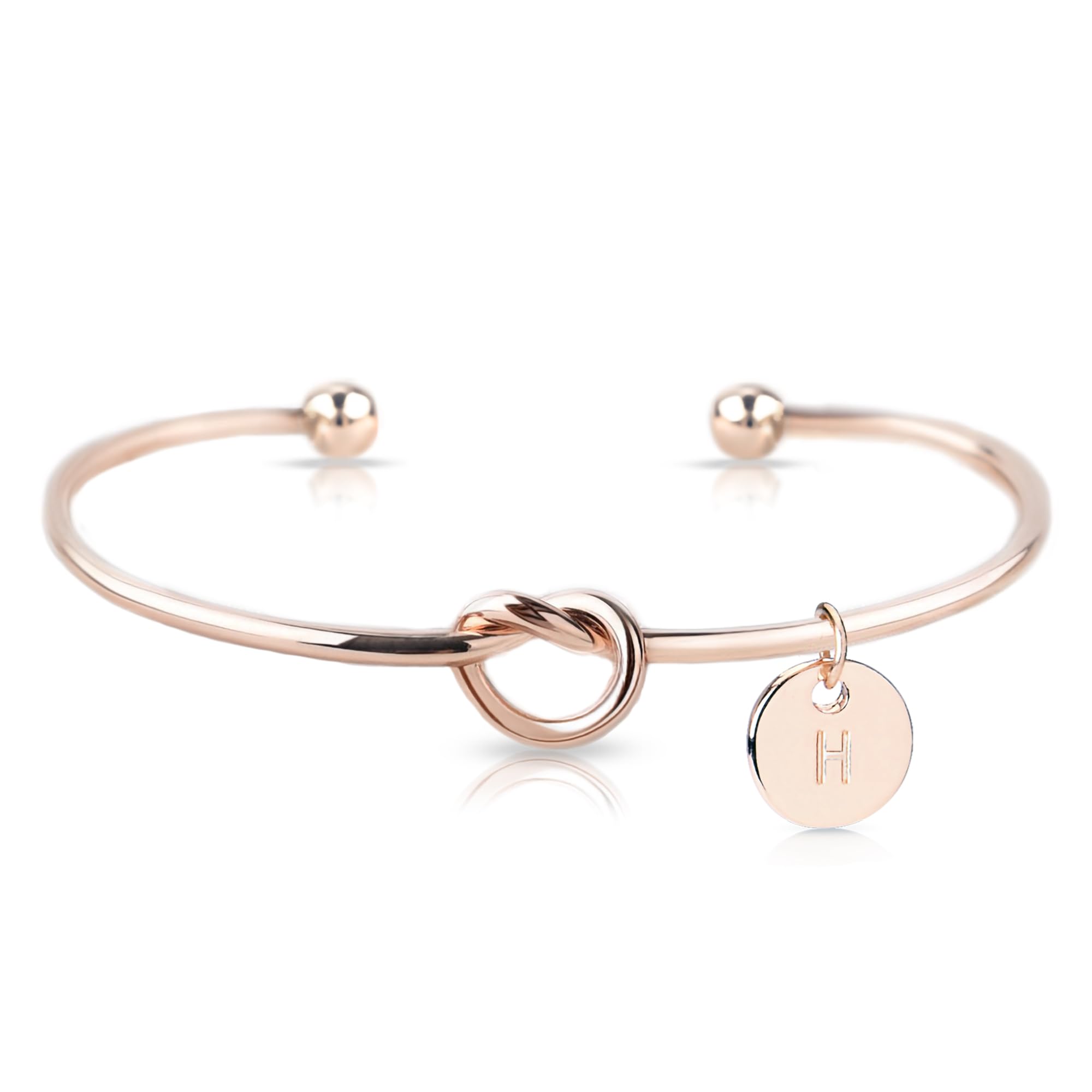 Vantage Ways Tie the Knot Bracelet for Bridesmaid Proposal Gift, Bridesmaid Gifts for Wedding, Personalized with Initial Charm