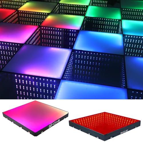 8x8FT 3D&RGB Magnetic LED Dance Floor with Infinity Mirror, Tempered Glass & Flight Case for Weddings, Parties, Nightclubs & KTV