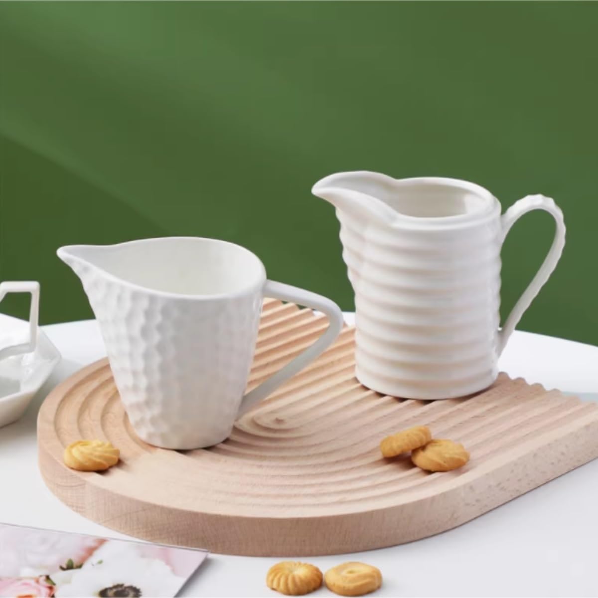 MRKU Pot à Lait, saucière, Tasse à Eau, pichet, crémier, Distributeur de café, sucrier, en céramique avec Anse, Style Occidental