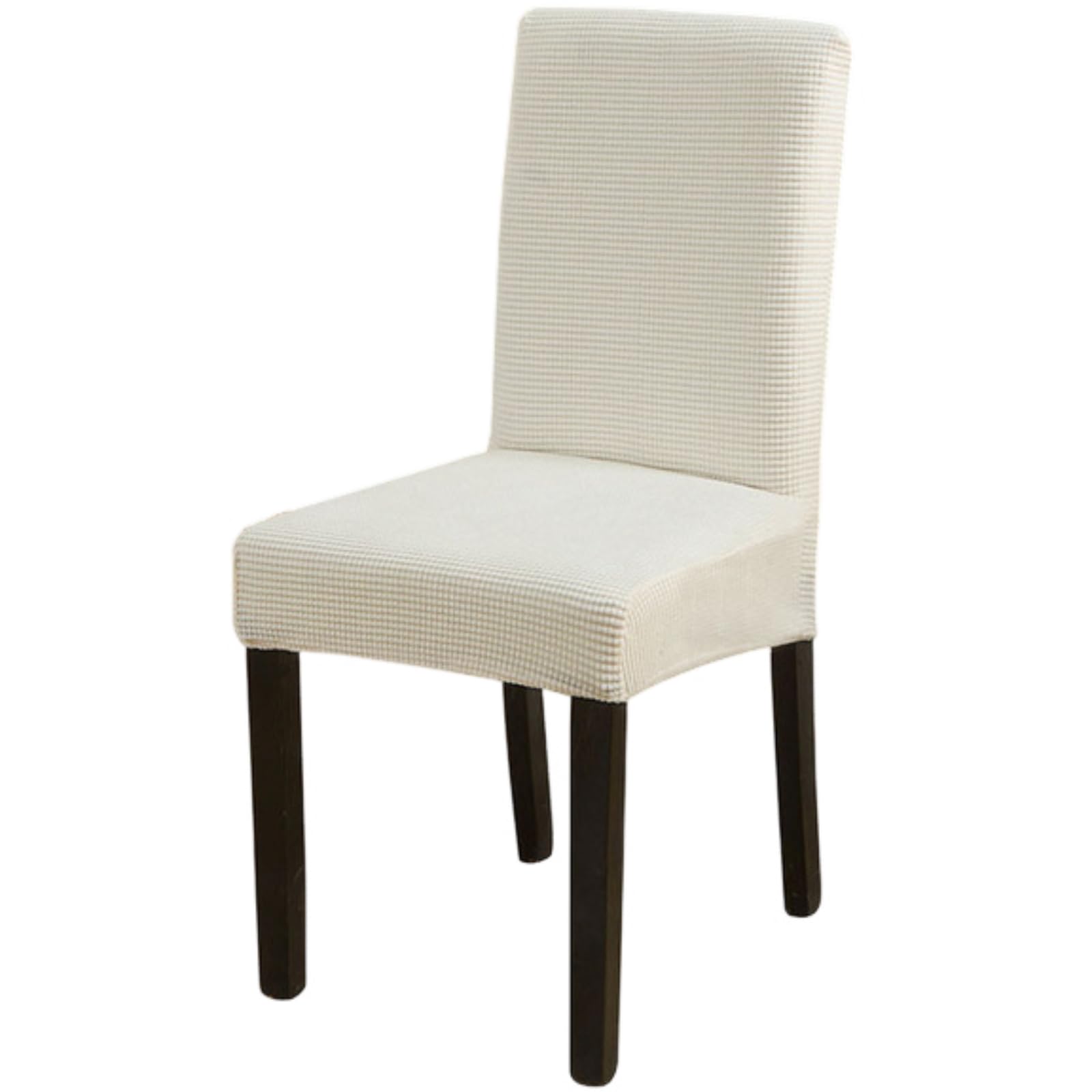 Treer Dining Chair Covers Set of 2 4 6 8, Stretch Chair Covers for Dining Room Washable Removable Soft Elastic Slipcovers Seat Protector for Kitchen Dining Room (Corn Velvet - White,4)