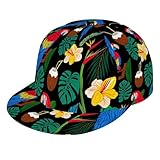 Men Women Macaw and Tropical Cocktail Art Baseball Cap Snapback Dad Hat for Camping Golf Outdoor, Fashionable Comfortable Fit Peaked Cap