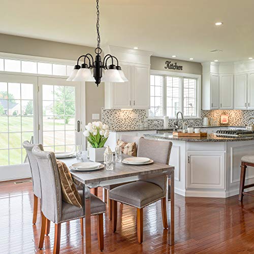 Design House 514455 Millbridge Traditional 5-Light Indoor Dimmable Chandelier With Alabaster Glass Shades For Entryway Foyer Dining Room thumb #5