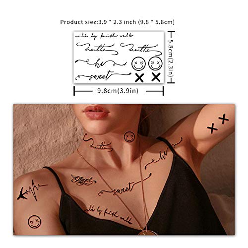 Yazhiji Tiny Temporary Tattoos - 60 Sheets Waterproof Fake Tattoo Flowers Stars Love Butterfly Words Inspirational Quotes Tattoos For Boys Girls Adults Or Women #TOP1