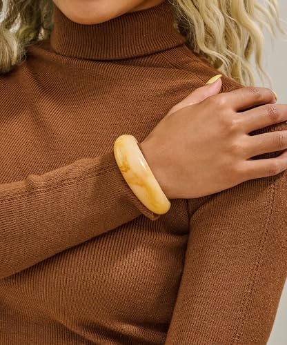 WOWORAMA Acrylic Resin Cuff Bracelet for Women Colorful Acrylic Dome Open Bangles Beige Tortoise Brown Chunky Mottled Acetate Resin Bracelets Jewelry
