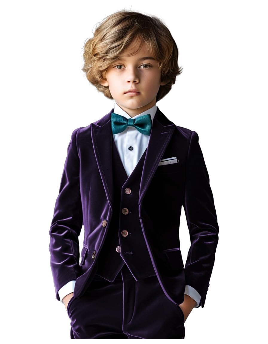 Jungen 3 Stück Samt Grün Jungen Anzug Grün Jungen Anzug Smoking Anzug für Jungen Junge Outfit Kommunion Anzug Hochzeit