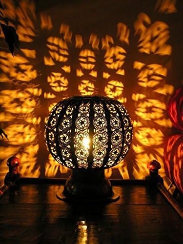 Moroccan pierced metal table lamp