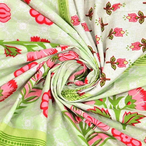 Image of RajasthaniKart Pure 100% Cotton 240 TC King Size BEDSHEET with 2 Pillow Cover - 90X108 (Suitable for King Size Bed Sheet or Double Bed, Red Flower) PSP137