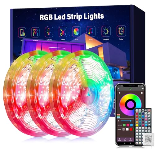 Image of Ledagic 300ft(100ft*3Rolls) Led Lights for Bedroom Music Sync, Color Changing Led Strip Lights with IR Remote and App Control RGB Led Light Strip for Home Party Room Decor