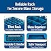 Carlisle FoodService Products OptiClean Plastic 25-Compartment Divided Glass Rack with Extender, Blue, (Pack of 3)