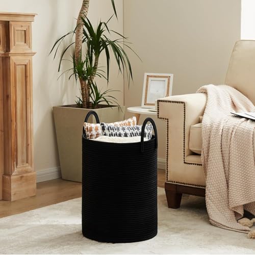 Image of Laundry Basket for Clothes | Toy Storage Basket | Storage Basket for Living room | Cotton Rope Basket Multi-Purpose | Extra Large Laundry Basket | Dirty Cloth Baskets Jute | 38x38x46 cm