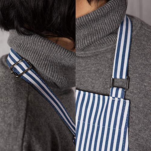 Tablier de cuisine en coton Now Designs bleu roi à rayures