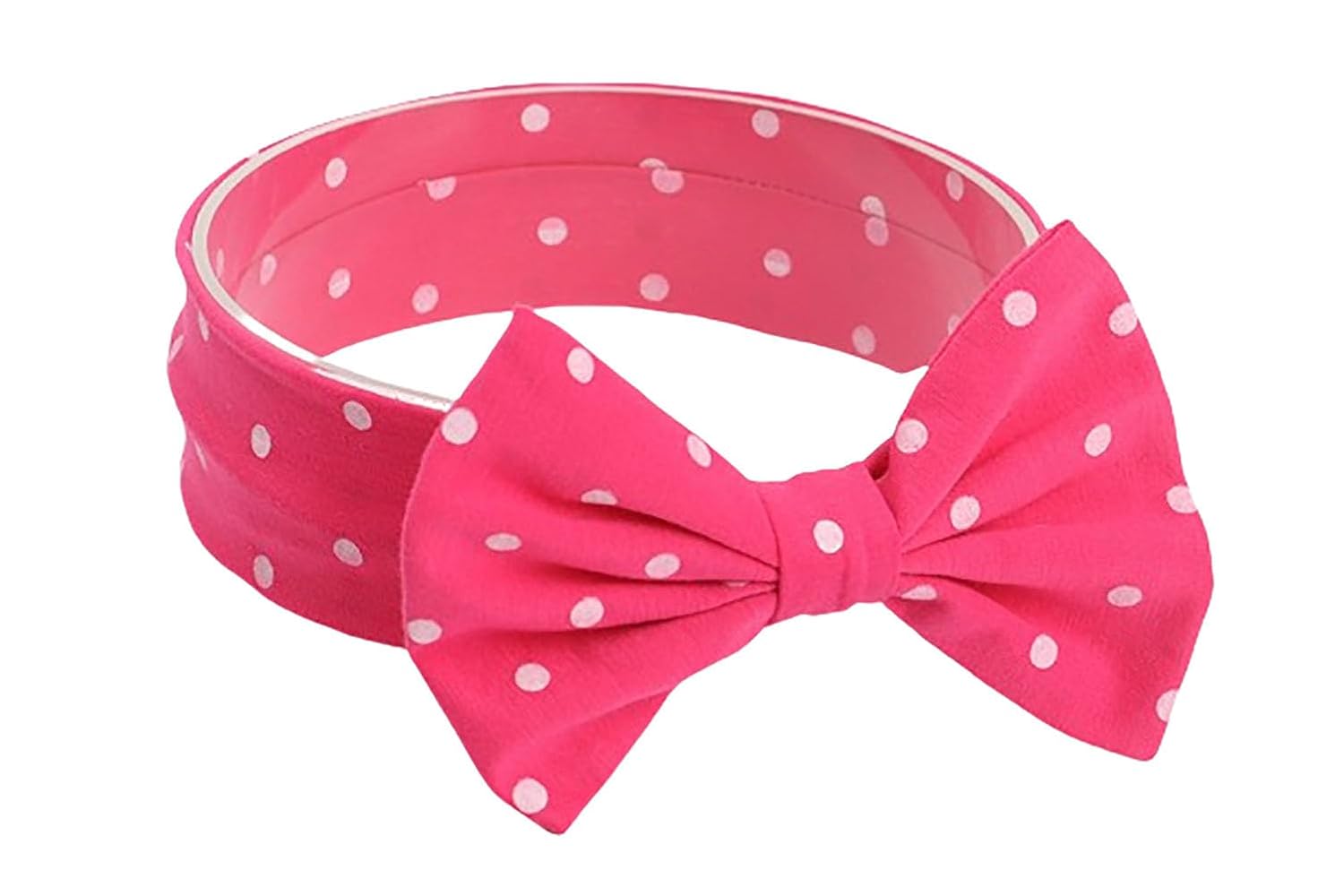 Baby Girl's Cute Polka Dot Printed Bowknot Soft Cotton Headband Toddler Hairband (Fuchsia, One Size)