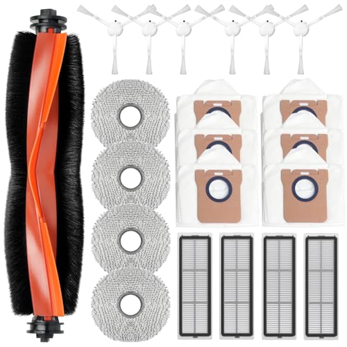 21 Stück Zubehörset für Xiaomi Robot Vacuum X20+ / X10+ Saugroboter Ersatzteile 1 Hauptbürste 6 Staubbeutel 4 Wischtücher 6 Seitenbürsten 4 Filter(Nicht kompatibel mit Xiaomi X20 Max / X20 Pro)