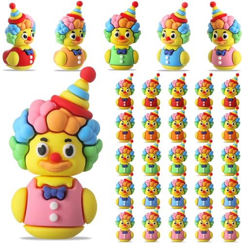 Soulchen 25 Pcs Mini Clown Duck Bulk Small Clown Dolls Figurines