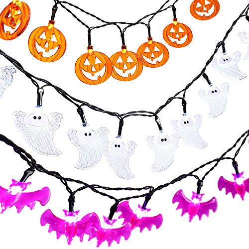 Joomer Halloween String Lights, Set of 3 Battery Operated 2 Modes 7.5ft Pumpkin Bat Ghost Decoration - //coolthings.us